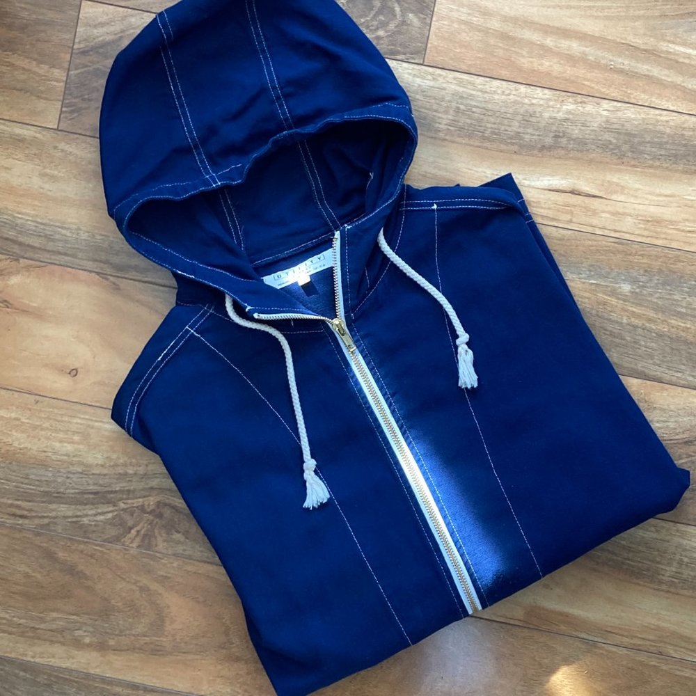 Utility Canvas brand jacket, hooded jacket, chore jacket, navy blue, large